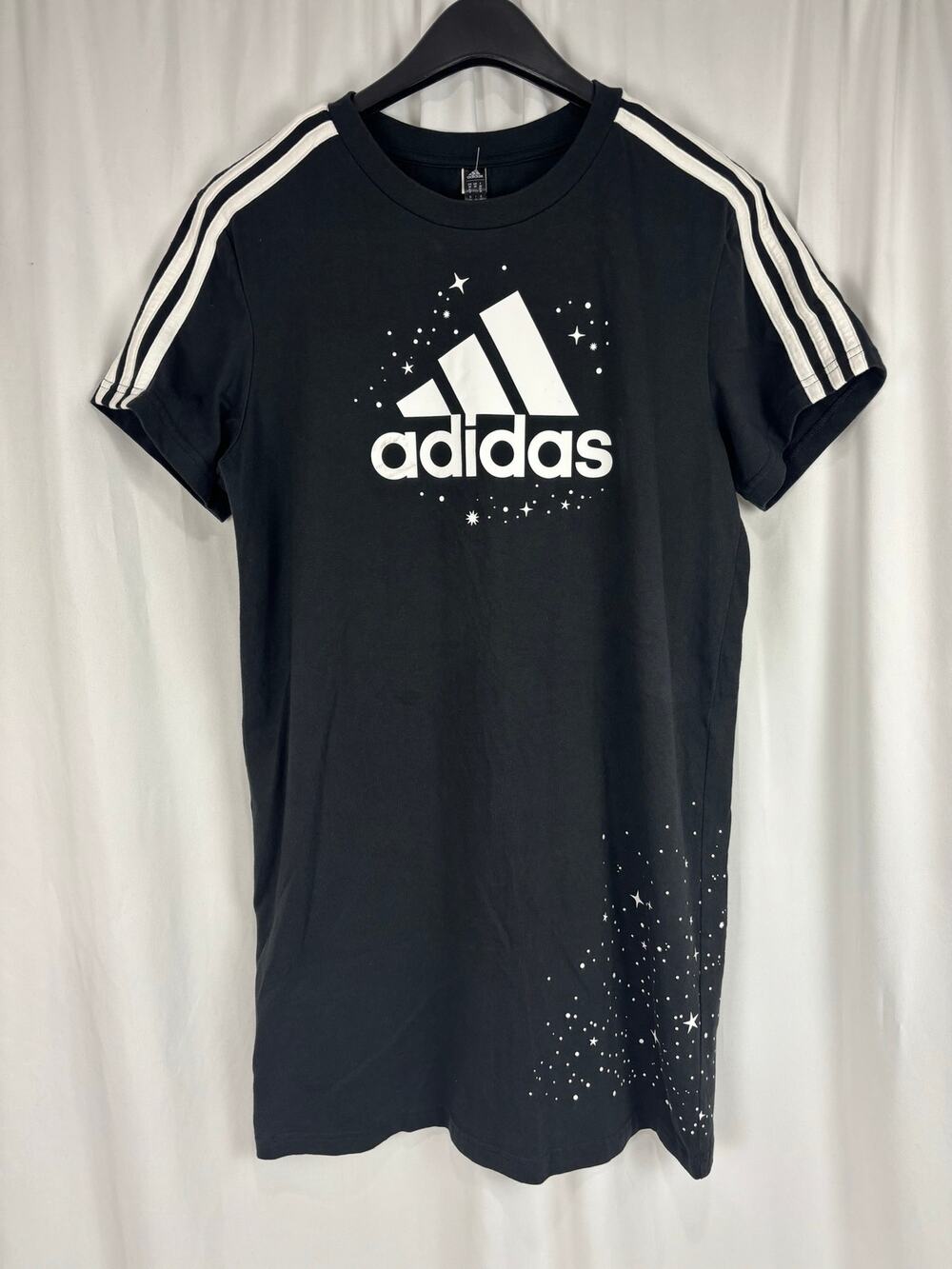 Adidas Celestial Graphic T-Shirt Dress Black White Space Stars Cosmic XS